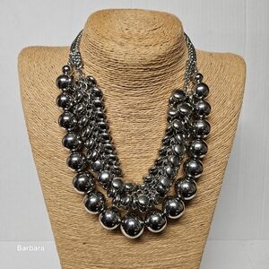 Latasia Silver-tone Chunky Ball Statement Necklace